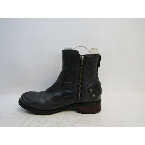 UGG Womens Size 8.5 M Black Leather Buckle Zip Ankle Fashion Boots Bootie - Picture 2 of 11